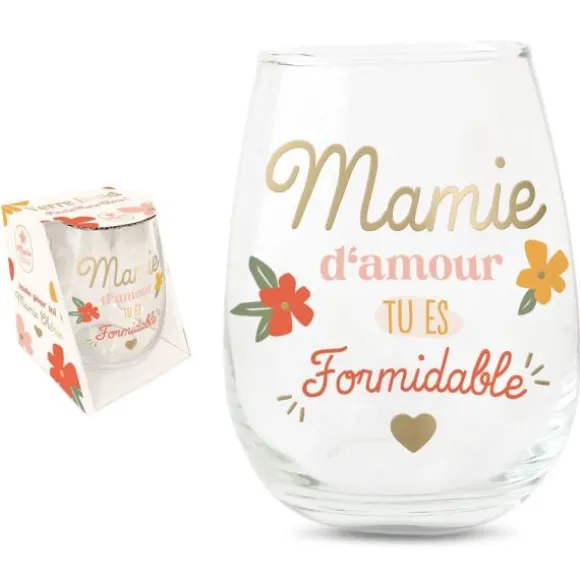Verre à eau "Mamie d'Amour, tu es formidable" - Collection Mamie Chérie