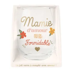 Verre à eau "Mamie d'Amour, tu es formidable" - Collection Mamie Chérie