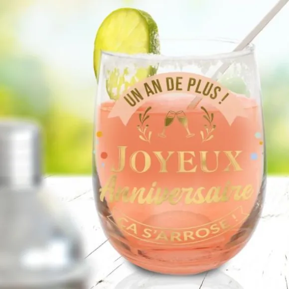 Verre rond pour anniversaire - Joyeux Anniversaire