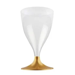 10 Verres à Eau et Vin en Plastique - Or