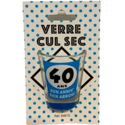 Verre shooter Cul Sec - Anniversaire Bleu - Age au Choix