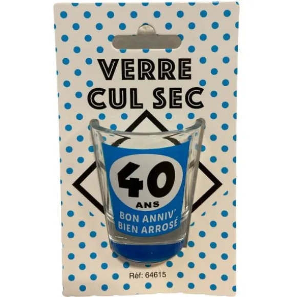 Verre shooter Cul Sec - Anniversaire Bleu - Age au Choix