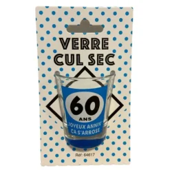 Verre shooter Cul Sec - Anniversaire Bleu - Age au Choix