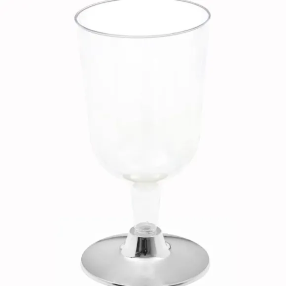 6 verres à pied brillants en polystyrène - 207 ml - Couleur au choix