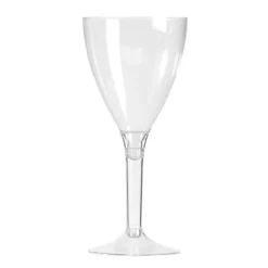 10 Verres à Vin Plastique Pied Crystal