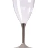 10 Verres à Vin Plastique Pied Gris