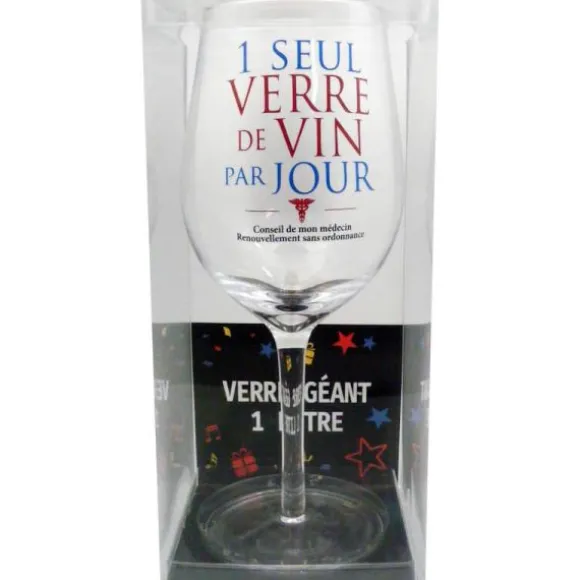 Verre à vin géant - 1 litre - Un seul verre de vin par jour