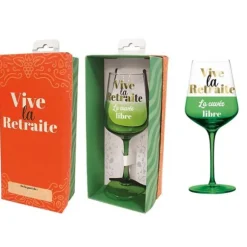 Verre à vin "Vive la Retraite" en verre - Retraite