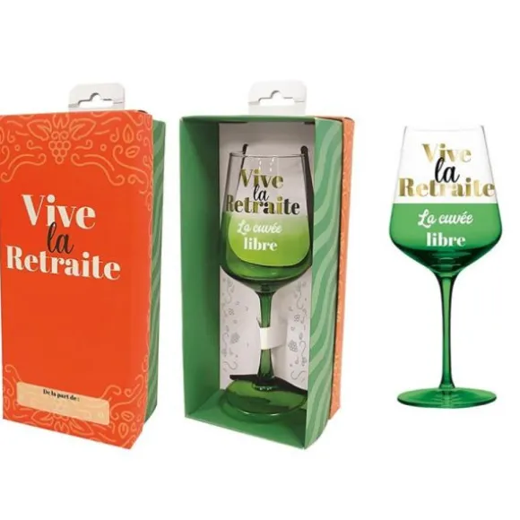 Verre à vin "Vive la Retraite" en verre - Retraite