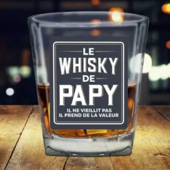 Verre à Whisky affectif - Le Whisky de Papy - Collection Famille d'Amour