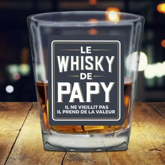 Verre à Whisky affectif - Le Whisky de Papy - Collection Famille d'Amour