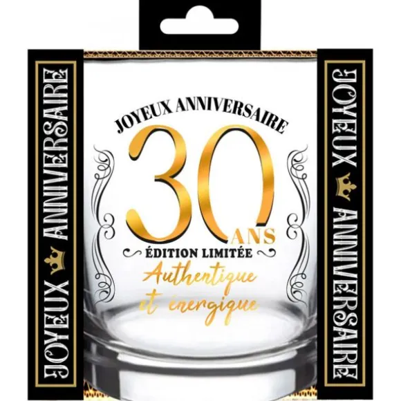 Verre à whisky en verre pour anniversaire - Âge au choix