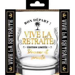Verre à whisky "Vive la Retraite" en verre - Retraite
