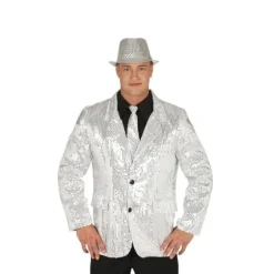 Veste Disco à Sequins Argent Homme - Taille au Choix