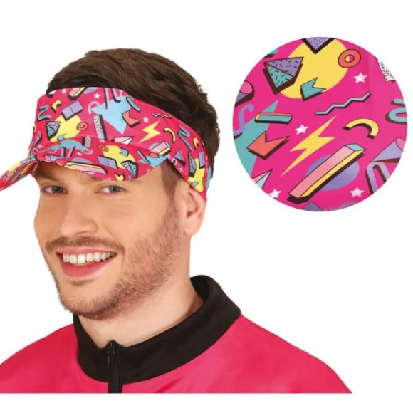 Visière rose fluo des Années 80 pour adulte